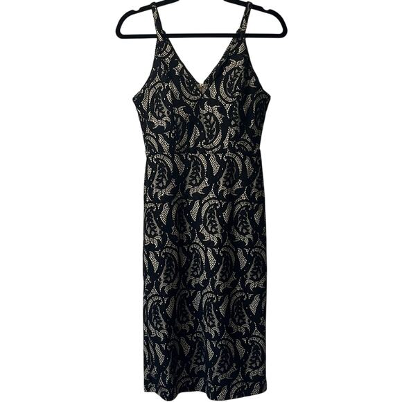 Evelyn Blue Black Beige Lace Cocktail Dress Size Small - Picture 1 of 6